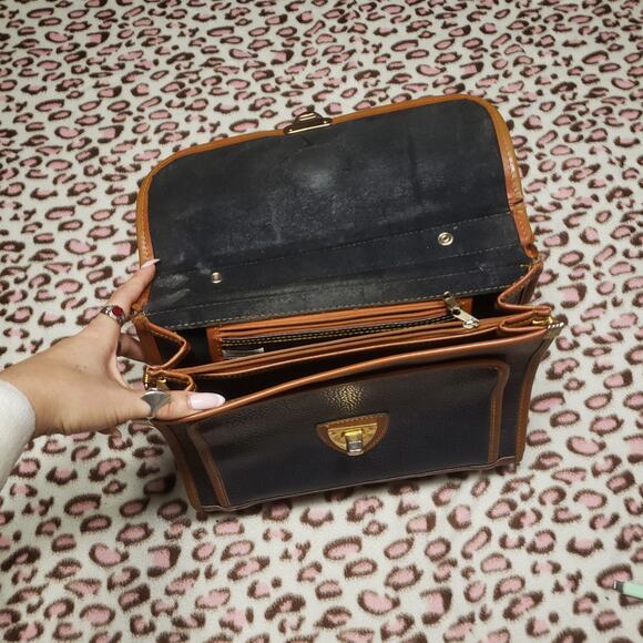 Vtg Dooney & Bourke All Weather Leather Blue Grain Leather Crossbody Satchel - Picture 8 of 8